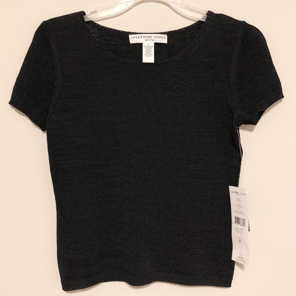 NWT Josephine Chaus Black Knit Blouse Petite